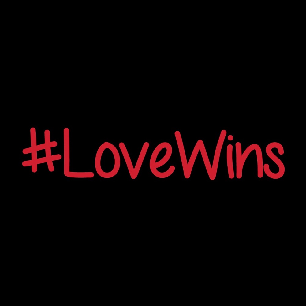 LoveWins Heart w/ Scripture Rainbow V Neck Tee - Picture 3 of 4
